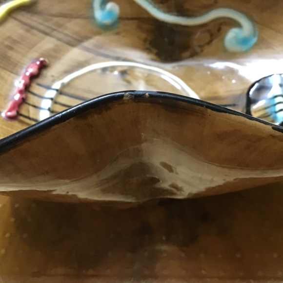 ITALY VINTAGE GUITAR SHAPED GLAZED CERAMIC DISH - Picture 10 of 10